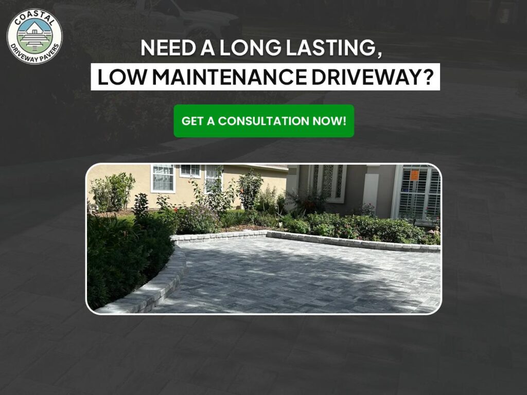 Workers installing a driveway with pavers, showcasing the installation process and teamwork