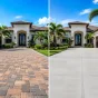 Pavers vs concrete driveway comparison in front of a Jacksonville, FL home